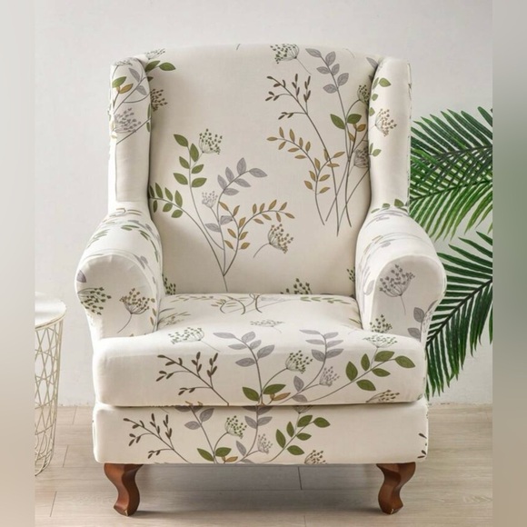 Floral Tiger Print Chair Cover Sofa Slipcover Set For Single Seat (2pcs) - Picture 2 of 7